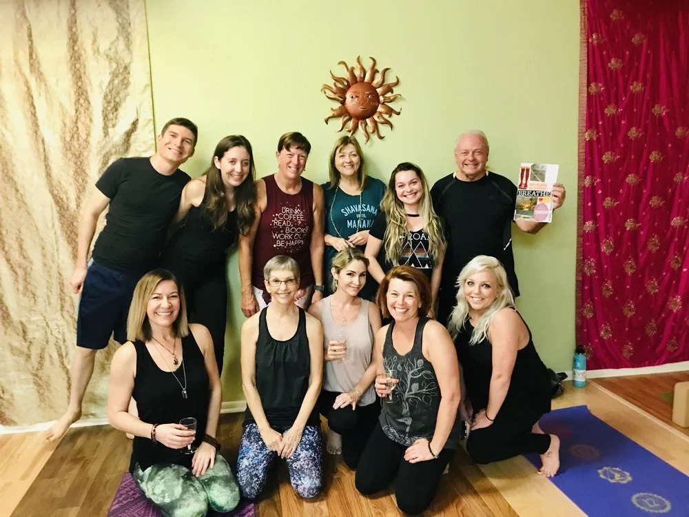Angela's yoga community gathered after practice